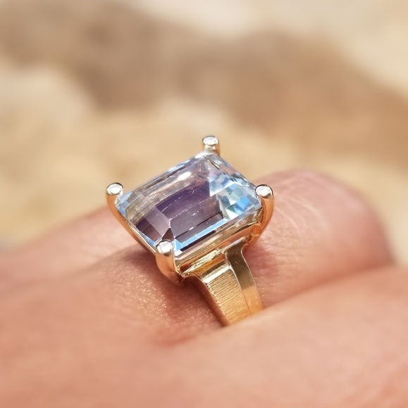 14k GOLD Large 5.5 ct Natural Aquamarine Ring 💎 - Picture 7 of 7